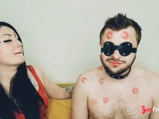 [GetFreeDays.com] Kissing fetish. Dominatrix kisses her beloved slave and leaves lipstick marks on his body Porn Stream May 2023-3