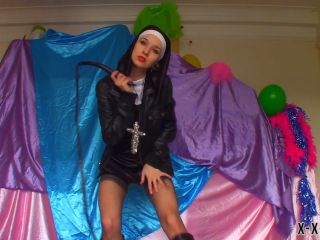  Manyvids  Goddess Vanessa  leather, femdom pov, jerk off instruction, religious, whipping leather nun whip dominatrix joi Manyvids-2