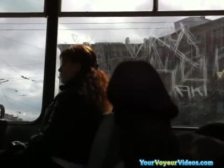 Dude plays with cock in  bus-9