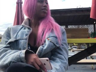Big boobs of black girl with pink hair-3