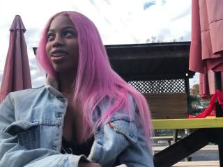 Big boobs of black girl with pink hair-9