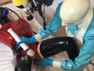 Rubber Electro Clinic - Elise Graves and Anna Rose - latex - medical clinic - electro - Stanley Jr. - gas mask - forced orgasms(Feet porn)-9