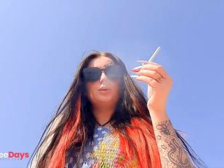 [GetFreeDays.com] Smoking fetish. Dominatrix smokes a cigarette on the beach Sex Leak October 2022-0