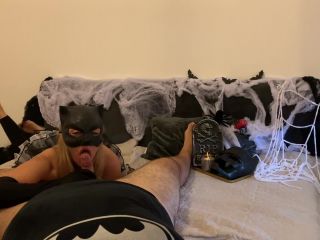 Catwoman revives Batman with hot fuck and great blowjob with facial creampie during Halloween - (Feet porn)-7