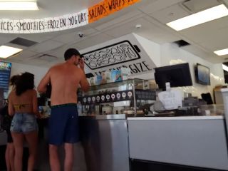 Candid vor bikini top with booty shorts cheeks out on public fetish sex-9