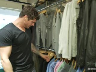 Cocky stud gets gangbanged in a clothing store public Parker London,-0