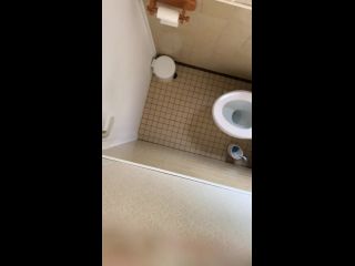 blonde glasses girl in the toilet. hidden cam-0