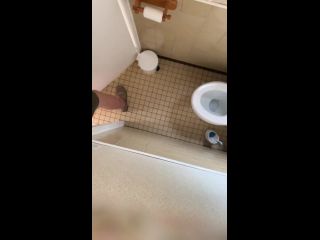 blonde glasses girl in the toilet. hidden cam-9