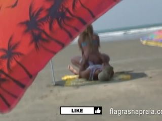 Brazilian couple having sex on the empty beach-0