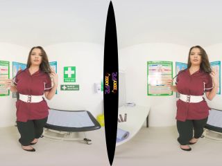 Busty Brunette Nurse Role Play Uniform Striptease (VR 180 3D-0