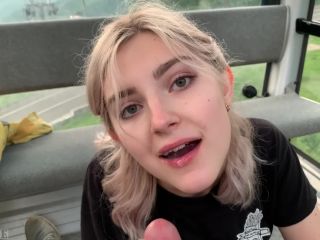 Teen swallows loads of cum on a cable car - public blowjob by Eva Elfi ...-7