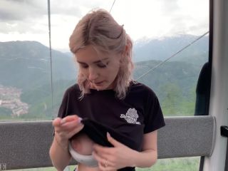 Teen swallows loads of cum on a cable car - public blowjob by Eva Elfi ...-8