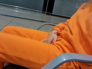 She can't wait anymore. Risky masturbation in an airport toilet-0