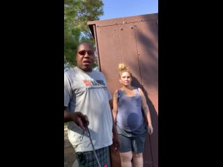 Black guys spanks white girls butt outside-0