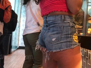 CandidCreeps 877 Booty Shorts Bad Af Cheeks Busting Out of Sh-9