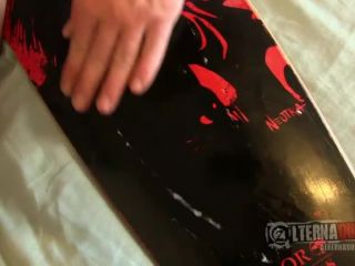 Goth Skater Paints His Skateboard White solo Dirty Little Piggy-9