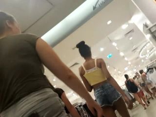 Skinny black girl and white teen at mall-0