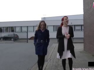 Redhead Slut And Brunette Girl Doing Their First Group Orgy-0