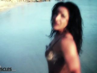 A wet Tracy Daniels getting naked on the beach-2