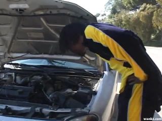 Black Gal Gets Car Fixed, Fucks to Pay Tickling-0