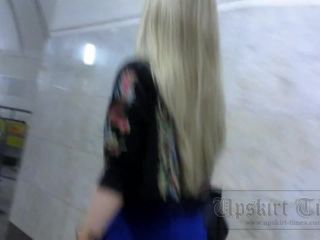 Upskirt-times.com- Ut_2585# Stunning blonde hottie in short blue dress. Our operator was pushing hand up...-1