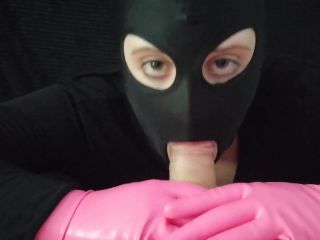 Blowjob with Pink Latex Gloves and Mask-2