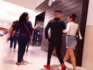 Candid vor latina teen beauty in blue shorts shopping-9