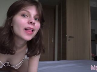 Hi Youth - Hot Cute girl enjoys dick, swallows cum and gets on her Face 1080P - Brunette-9