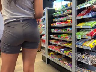 Ass cheeks with trace of panties in hot shorts-7