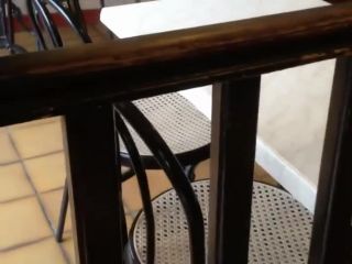 Cute girl's thong is out at a coffee  place-0