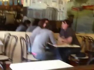 Cute girl's thong is out at a coffee  place-1