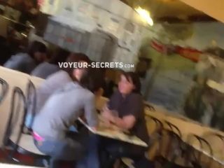 Cute girl's thong is out at a coffee  place-3