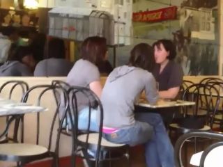 Cute girl's thong is out at a coffee  place-6