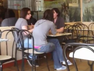 Cute girl's thong is out at a coffee  place-7
