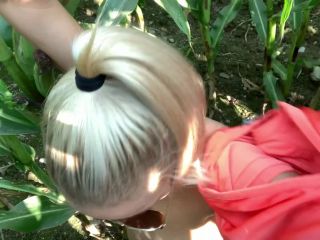 Amateur blonde facefucked in cornfield blowjob Throat GOAT-6