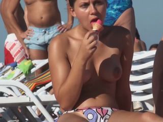 Topless chick eats an ice  cream-4