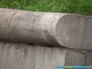 Chick seating in public park bench  upskirt-8