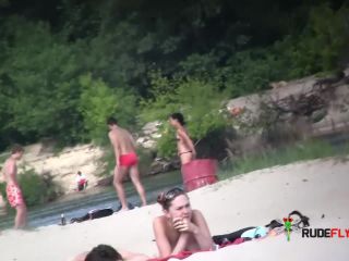 Nudist girl flashing at beach  2-1