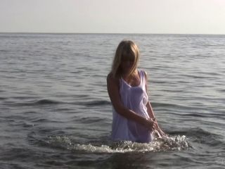 Divine Blonde Teen Blissfully Naked In The Sea  Full Video-4