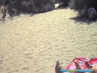 Woman fucked doggy and sucking cock in the beach-1