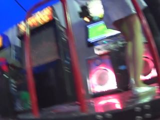 Upskirt of teen girl dancing and playing game Voyeur!-0