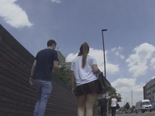Upskirt of teen walking with  boyfriend-4