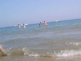 Naked girl plays in the shallow water Nudism-3