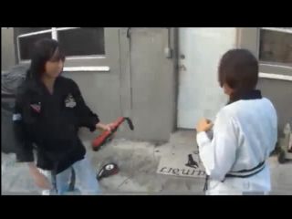 Angel and kitty karate footjob! - (Feet porn)-0