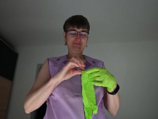 GermanHotMilf Handjob with green Latex Gloves - Handjobs-0