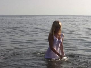 Divine Blonde Teen Blissfully Naked In The Sea  Full Video-4