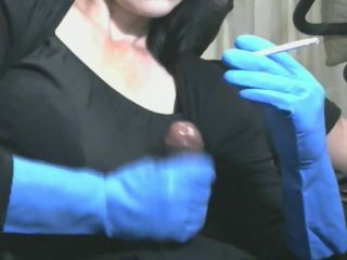 Smoking wife in blue rubber gloves causes a big explosion femdom Peternorthlegend-2