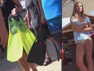 Cute teen goes snorkeling with parents-1