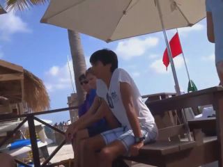Cute teen goes snorkeling with parents-5