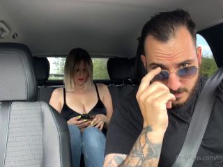 Beauty France Wife Cheating With Uber Driver  In The Car.-1